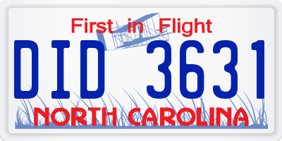 NC license plate DID3631