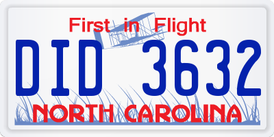NC license plate DID3632