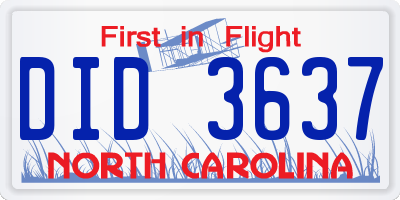 NC license plate DID3637