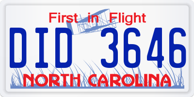 NC license plate DID3646