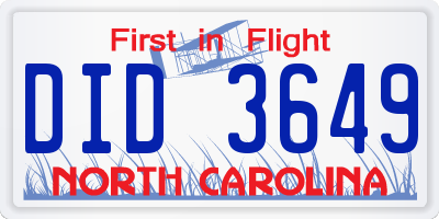 NC license plate DID3649
