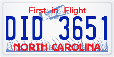 NC license plate DID3651