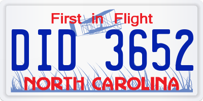 NC license plate DID3652