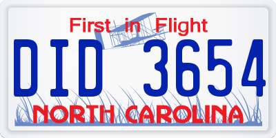 NC license plate DID3654