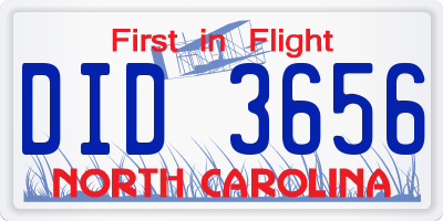 NC license plate DID3656