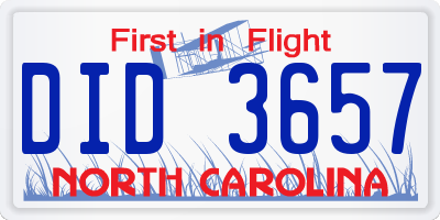 NC license plate DID3657