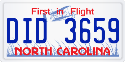 NC license plate DID3659