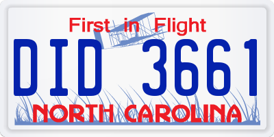NC license plate DID3661