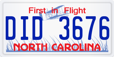 NC license plate DID3676