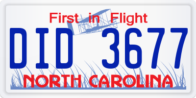 NC license plate DID3677
