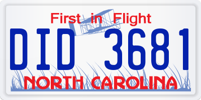 NC license plate DID3681
