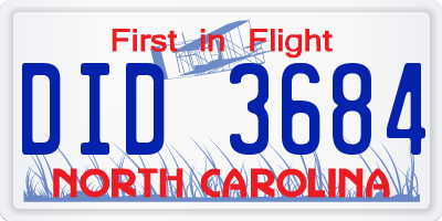NC license plate DID3684