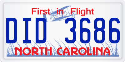 NC license plate DID3686