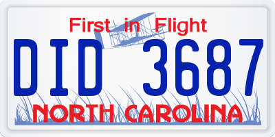 NC license plate DID3687