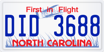 NC license plate DID3688