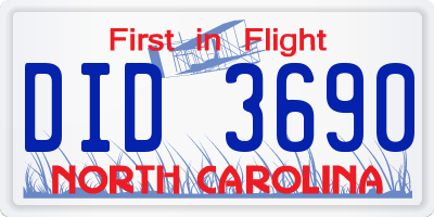 NC license plate DID3690