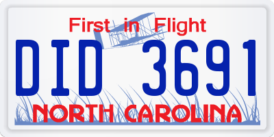 NC license plate DID3691