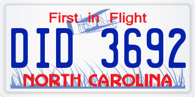 NC license plate DID3692