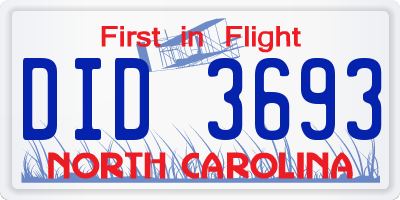 NC license plate DID3693