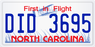 NC license plate DID3695