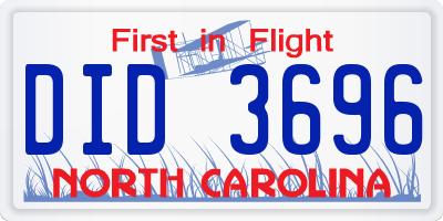 NC license plate DID3696