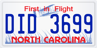 NC license plate DID3699