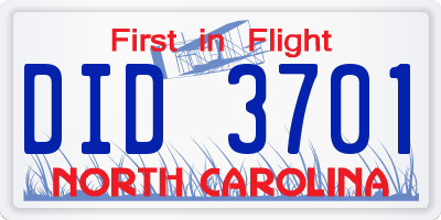 NC license plate DID3701