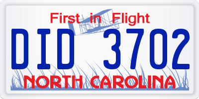NC license plate DID3702