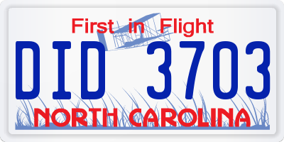 NC license plate DID3703