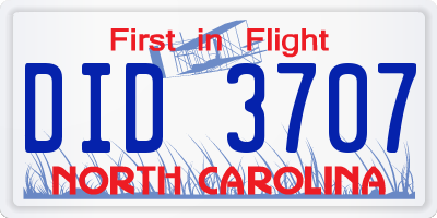 NC license plate DID3707