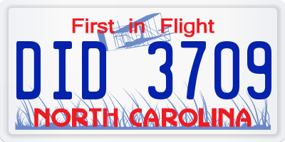 NC license plate DID3709
