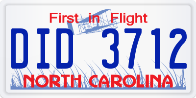 NC license plate DID3712