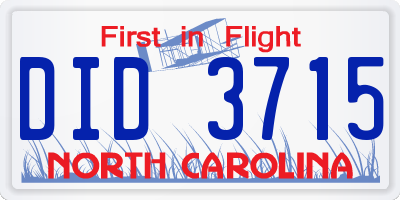 NC license plate DID3715