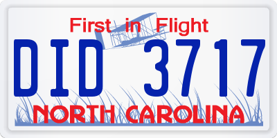 NC license plate DID3717