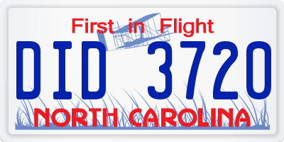 NC license plate DID3720