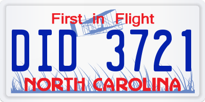 NC license plate DID3721