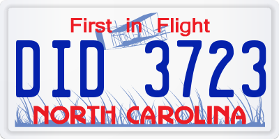 NC license plate DID3723