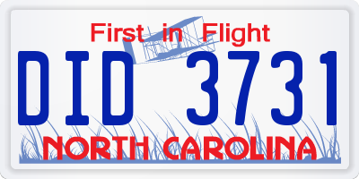 NC license plate DID3731