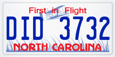 NC license plate DID3732