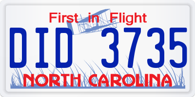 NC license plate DID3735