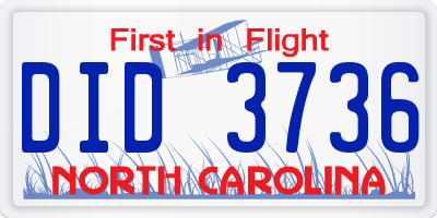 NC license plate DID3736