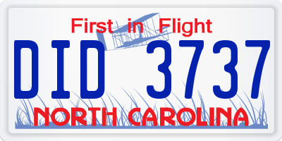 NC license plate DID3737