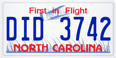 NC license plate DID3742