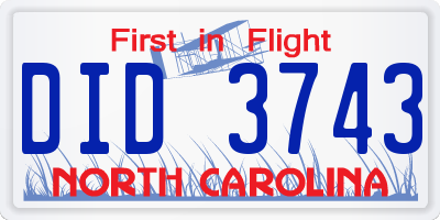 NC license plate DID3743