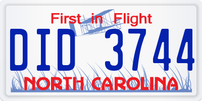 NC license plate DID3744
