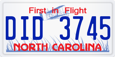 NC license plate DID3745