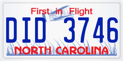 NC license plate DID3746