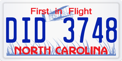 NC license plate DID3748