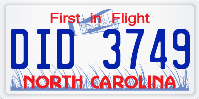 NC license plate DID3749