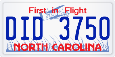 NC license plate DID3750